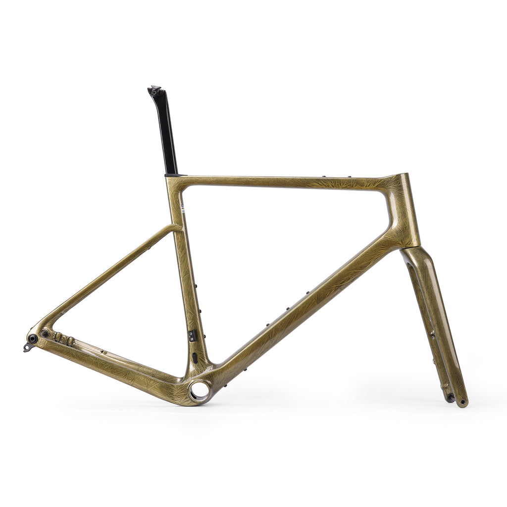 ICAN Graro gravel bike frame in ice crack paintjob